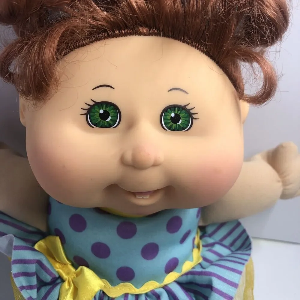 2011 Cabbage Patch Kid Tea Party Toddler Red Hair Green Eyes Polka Dot Dress